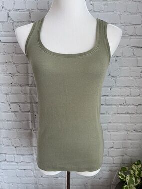 Olive Green Ribbed Tank Top